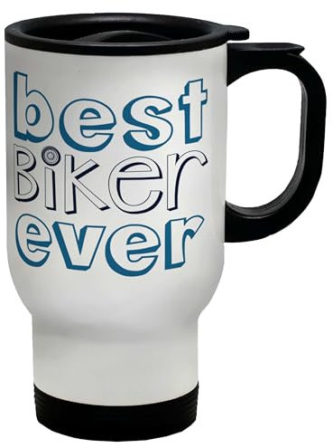 Shopagift Best Biker Ever Travel Mug Bike Motorbike Motorcycle Gift Stainless Steel 14oz Cup
