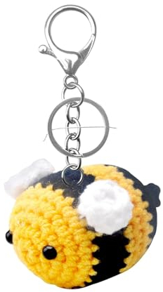 VidFair Schlüsselanhänger Plüsch Süße Gehäkelte Lustig Tiere Bienen Hummel Schlüsselanhänger Taschenanhänger Karabiner Anhänger Unisex Geflochtenes Schlüsselhalter Biene Schlüsselring Deko