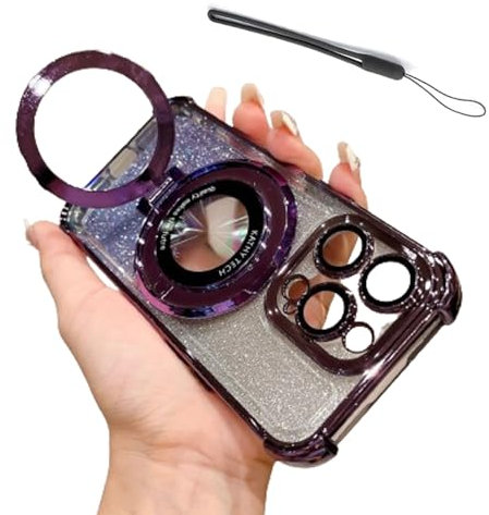 Airbag Anti-Fall for iPhone Case with Invisible Ring Stand, Four Corners Air Cushion Anti Drop Cell Phone Case, Translucent Magnetic for iPhone 15 14 13 12 Pro Max (Color 2,for 14Pro Max)