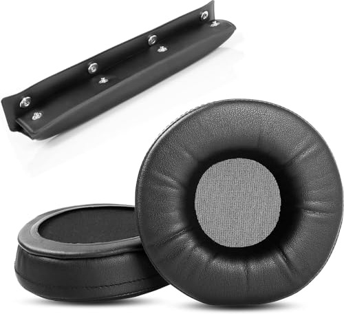 MinHutYa 1 Set Ersatz-Ohrpolster mit Kopfbandkissen, kompatibel mit Beyerdynamic Custom One Pro Kopfhörern - Schwarz, Proteinleder und Schaumstoff