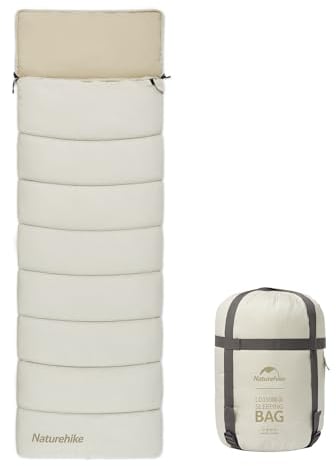 Naturehike Umschlagschlafsack, Spleißbarer, Leichter, Kleiner Schlafsack für Erwachsene zum Wandern, Camping, Rucksackreisen, Reisen und Büro(LD350-WHITE)