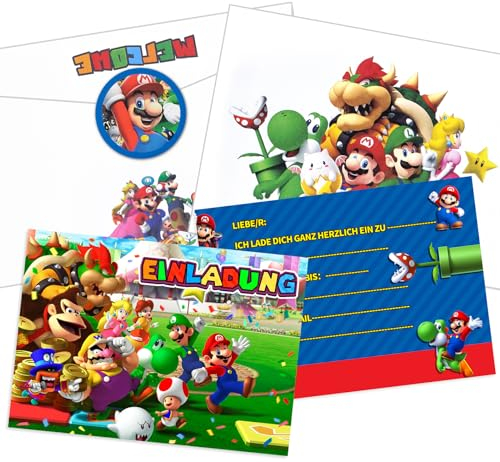 Biuebinc 12 Stück Einladungskarten Kindergeburtstag Junge Mädchen, Einladungskarten Geburtstag Kinder, Partyeinladungen