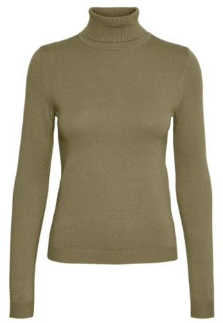 VERO MODA Damen VMHAPPINESS LS ROLLNK Pullove GA Boo REP Strickpullover, Dried Herb, XS