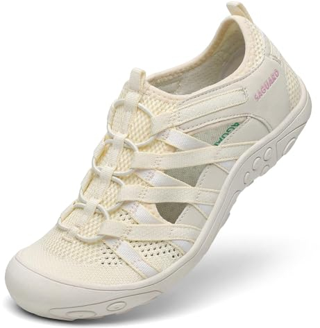 SAGUARO Sandales de Trekking pour Femme Outdoor Sport Sandales de randonnée d'été Antidérapant Respirantes Beige 42 EU