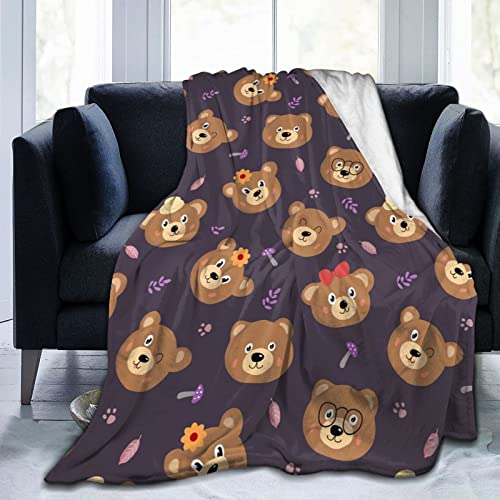 fifbird Überwurfdecke mit Bärenmotiv, Teddybär, ultraweich, warm, für alle Jahreszeiten, dekorative Fleece-Decken, 203,2 x 152,4 cm
