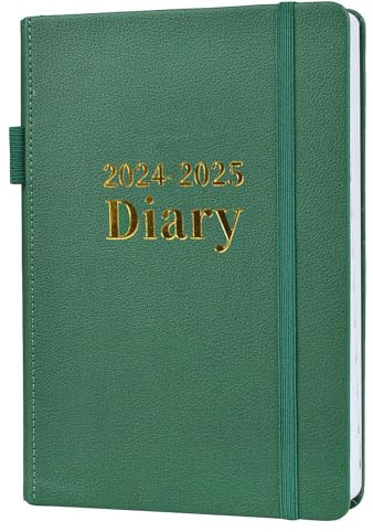 Moseem Akademischer Terminkalender 2024–2025 – A5 Seite pro Tag Tagebuch 2024/25, Planer 2024–2025, von August 2024 bis Juli 2025, Hardcover, 2 Lesezeichen, elastischer Stifthalter, Gesäßtasche, 21 x
