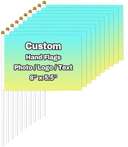 10pcs Custom Hand Held Flag with Pole Personalised Small Flag Add Photo, Logo, Text Customised Mini Flags Stick Flags for Sporting Team, Sport Events, World Cup Football Match Decoration Gifts