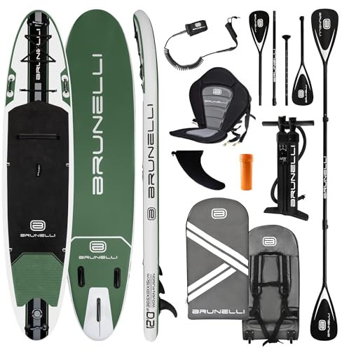 BRUNELLI 12.0 Woven X Fusion Double Layer iSUP Board aufblasbar Stand Up Paddle Komplettset 365cm grün
