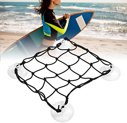 JOROBURO Surfboard Storage Net, Sturdy Nylon Rope Mesh Surfboard Plastic Suction Cup Storage Net Paddleboard Deck Bag, Paddleboard Mesh Deck Storage Cargo Net for Life Vest