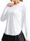 PINSPARK Sportshirt Damen UPF 50+ Sonnenschtuz Sport T-Shirt Funktionsshirt Langarm Laufshirt UV Shirt Leicht Langarmshirt Rundhalsausschnitt Fitness Yoga Tops Rashguard Weiß S