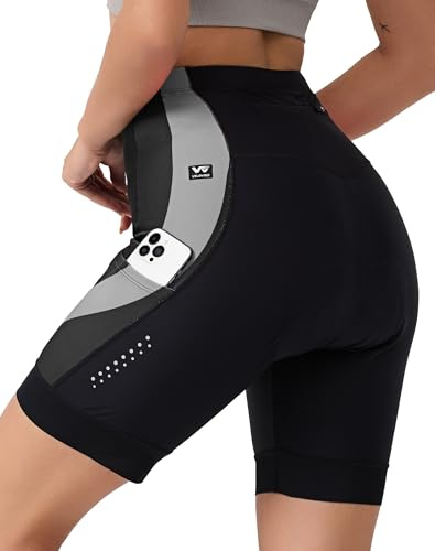 VeloVibe Radhose Damen Mit 4D Sitzpolster, Fahrradhose Gepolstert Atmungsaktiv Stoßfest Kurz Mit Taschen, Radlershorts