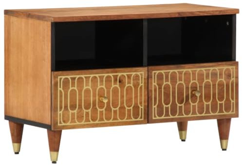 Tidyard Meuble TV 70x33x46 cm Bois Massif de manguier, Banc TV avec Compartiments de Stockage, Support de Télévision Armoire TV pour Salon et Chambre Meubles Style A
