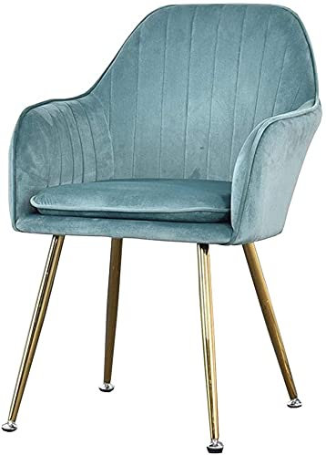 Chaise de salle à manger en velours avec pieds en métal, fauteuil confortable avec assise et dossier en velours, fauteuil de loisirs pour salon, chaise en velours bleu avec pieds dorés
