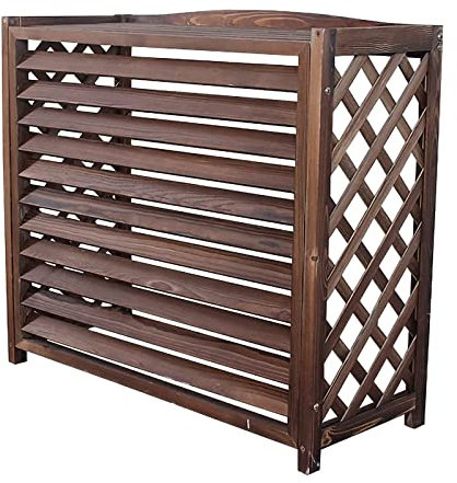 GODFSAHG Air Conditioner Fence Outdoor Privacy Screen Air Conditioner Cover Garden Balcony Plant Shelf Air Conditioner Rack Flower Stand Radiator Cover, Easy to Install (Color : Carbonized,