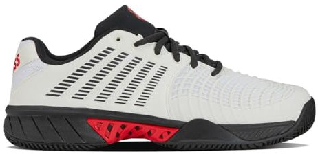 K-Swiss Zapatillas de Tenis Express Light 3 HB para Hombre, Color Blanco Brillante, limusina elástica, Rojo Alto Riesgo, Talla 42 EU, Bright White Stretch Limo High Risk Red, 42 EU