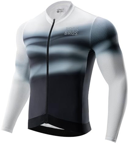ROCKBROS Herren Radtrikot Langarm Fahrradtrikot Fahrrad Trikot für Radsport Radfahren MTB Rennrad Fahrradbekleidung Atmungsaktiv Schnell Trocknend