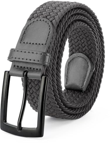SUOSDEY Elastic Fabric Braided Belts for Men, Stretch Woven Belts for Golf Casual Jeans Shorts
