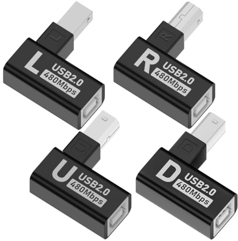 rgzhihuifz Type-B Male USB 2.0 to Female Extension Adapter Left+Right+up+Down Angled Each Horizontal Vertical Angled for Printer Scanner
