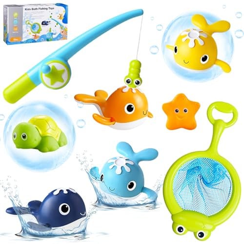 KIMIGO Bagnetto Animali Giocattolo per Bambini – Giocattoli da Bagno per Bambini con Giocattolo pesca Magnetico, Giochi Vasca da Bagno Bambini,Giochi Bagnetto Neonato 1 2 3 4 Anno Bambino
