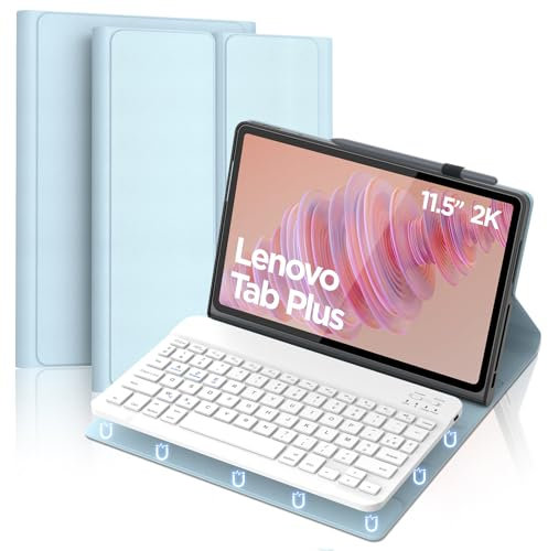 FOGARI Tastiera per Lenovo Tab Plus 11.5'' 2024, AZERTY Francese Rimovibile Bluetooth Wireless Tastiera per Lenovo Tab Plus 11.5 Pollici 2024 (TB351FU), Blu