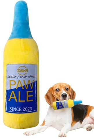Plüschflasche für Hunde, quietschendes Hundespielzeug, Plüsch-Bierflasche, Kauspielzeug aus Plüsch. Die Tiere bieten Beißspiele für Welpen,