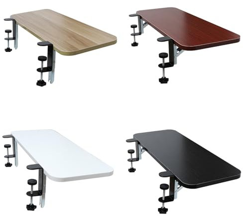 WASAJ Ergonomic Punch-Free Desk Extender Tray, Clamp-On Keyboard Platform, with Folding Shelf Brackets, Easy to Foldable/Teak/65 * 25Cm/26 * 10In