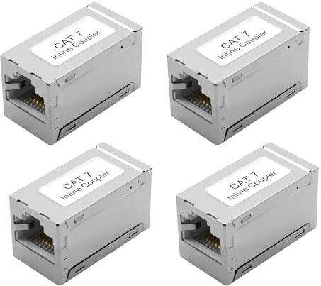 ZHITING 4x RJ45 Lan Kupplung Cat7,Lan Kabel Verlängerung, Lan Adapter für Ethernet Kabel, Netzwerkkabel, Patchkabel Cat7 Cat6A Cat6 Cat5e Cat5 Geschirmt