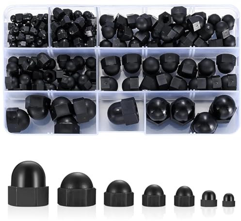 165 Pezzi Dado Cieco a Calotta Set, Dadi Ciechi, M3/M4/M5/M6/M8/M10/M12 Dadi a Cupola Esagonali per Viti, Dado Testa Chiusa nylon a Cupola Copri Bulloni