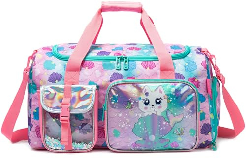 Borsone Palestra Training Bambina- Borsa da Viaggio Duffel Bag Scomparto per Scarpe Sport Piscina Weekend Bambine con Tracolla