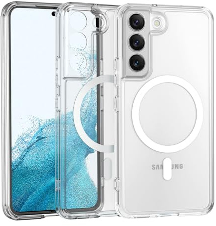 ZYIMOU für Samsung Galaxy S22 5G Hülle Kompatibel mit MagSafe, Transparent Handyhülle Magnetisch für Samsung Galaxy S22 5G kameraschutz Rückseite Dünn Stoßfest Schutzhülle (Crystal Clear)