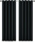 Hafaa Blackout Curtains Black 66x84 Inch Eyelet Curtains for Bedroom Door Thermal Insulated Living Room Curtain 2 Panels with 2 Tie Backs