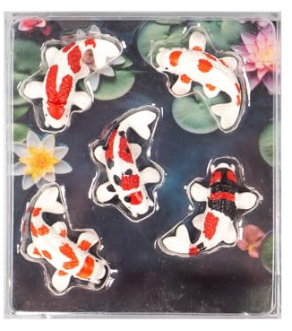 Kraftheld | 5er Set Deko-Magnete Koi | Fisch-Magnete, Koi-Karpfen | bunt, dekorativ, farbenfroh | Kühlschrankmagnete in Form von Tieren | Magnet-Deko als Geschenk