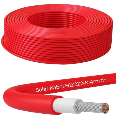 Waybex Premium Solarkabel 4mm² – TÜV Rheinland geprüft – UV-beständig & flexibel – Photovoltaik Kabel für Solaranlagen, Solarpanel & Wechselrichter – Made in Germany (Rot, 20m)