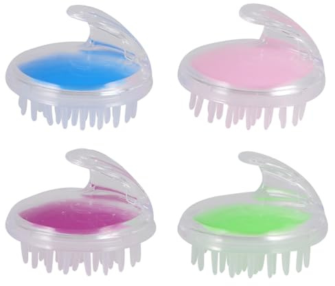 HOLIDYOYO 4 STÜCKE Teiliges Kopfhaut reinigungsset Massagebürsten Sanfter Peeling effekt Druckentlastend für Damen und Herren Geeignet für Haarpflege Zuhause und Salongebrauch