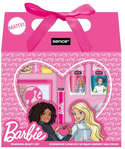 Barbie Beauty Geschenk Set 6 teilig, Vegan, Gesichtspflege, Lippenpflege, Lipgloss, Lip balm, Augenpflege, Liedschatten, Spiegel, Nail Polish, Schminke, Sence Make up