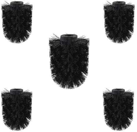 BVL Klobürste Schwarz, Toilettenbürste Ersatz Bürstenköpfe, WC Bürstenköpfe Enthält 5 PP Bürstenkopf 6.8 × 6.8 × 9 cm