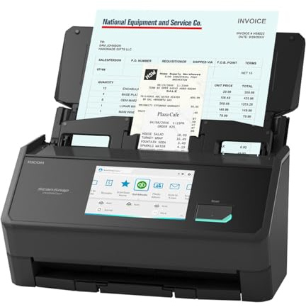 ScanSnap iX2500 Receipt Edition, Works with QuickBooks, Wireless or USB High-Speed Cloud Enabled Invoices & Receipts Scanner, 100 Page Auto Document Feeder for Mac or PC, Black