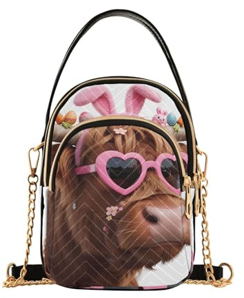 Nexawaveo Kleine Crossbody-Tasche für Damen, gesteppt, Handtaschen, Schultertasche, Handy, Geldbörse, Kettentasche, Rinder Osterspaß