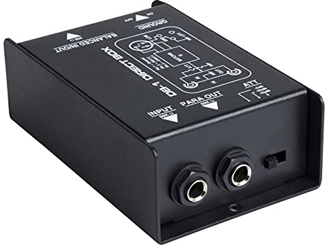 Fame Audio DI-1 Passive DI Box, Hochohmiger Klinkeneingang, Symmetrischer XLR und Klinkenausgang, Ground-Lift PAD Schalter, Robustes Metallgehäuse, Ideal für Recording und Live Bühnenperformance