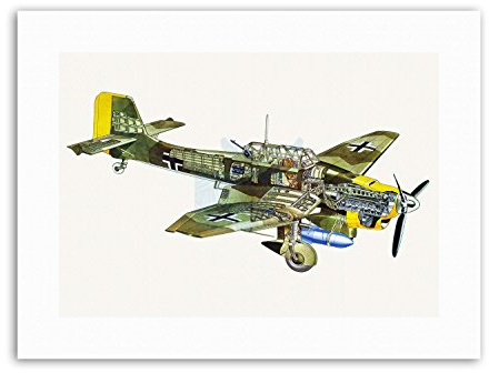 Wee Blue Coo WAR BOMBER PLANE 1936 STUKA GERMANY CUTAWAY Poster Drawing Military Canvas art