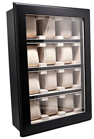 Uhrenhuette Uhrenvitrine Wandvitrine für 12 Uhren schwarz 2097