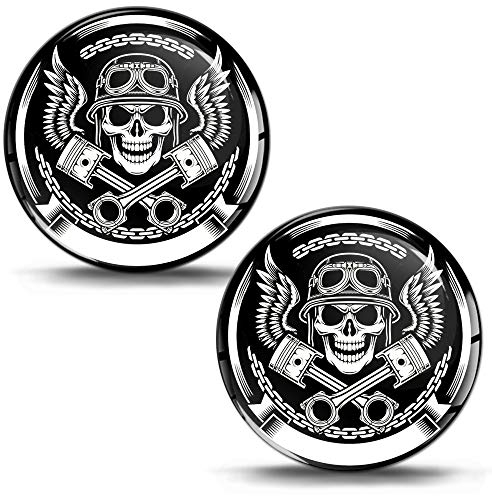 SkinoEu® 2 x Aufkleber 3D Gel Silikon Stickers Motorsport Totenkopf Flügel Schädel Motorcycle Auto Moto Motorrad Fahrrad Skate Fenster Tür PC Tablet Laptop KS 4