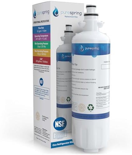 PureSpring LT700P Replacement Refrigerator Water Filter, Compatible with LG LT700P, ADQ36006101, ADQ36006102, Kenmore 46-9690, 469690 (1 Pack)