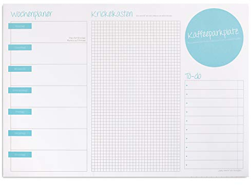 1 Schreibtisch-Unterlage Freche Woche I DIN A3 I 25 Blatt I Wochenplan Wochenplaner Schreibunterlage Organizer zum Beschreiben Abreißen Blau I dv285