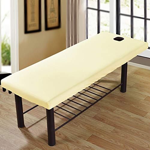 2 x Massageliege-Laken mit Gesichtsloch, elastisches Spannbetttuch für universelles Schönheitsbett, Couchbezug, atmungsaktiv, weich, für Spa, Schönheits- und Gesichtssalon