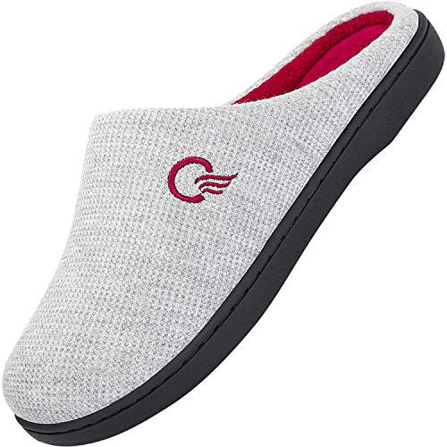 Pantoufles Homme Chaussons Hiver Femme en Mousse à Mémoire Anti-dérapant Confortable Poids Léger Slippers Accueil Marchant, Slipper Grau 36/37 EU