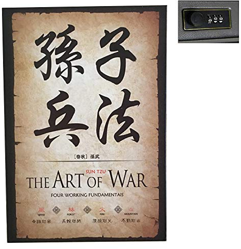 BOOKSAFEBOX Buchtresor Buchsafe Mit Zahlenschloss Buchtresor Für Erwachsene Kinder,Mit Echten Seiten Tragbaren Safe Mit 2 Schlüsseln,SunTzu'sArtOfWar-Password