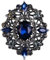 EVER FAITH Damen Brosche österreichischen Kristall Hochzeit Bankett Vintage-Stil aushöhlen Blumen Pin Vintage Broschennadeln Bekleidungs Schmuck Dunkel Blau Antiker-Gold-Ton