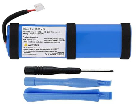 MPF Products SUN-INTE-103 Batterie de rechange 5200 mAh 2INR19/66-2 compatible avec haut-parleur Bluetooth portable sans fil JBL Xtreme 2