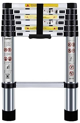 Nestling Teleskopleiter 2m, Leiter Ausziehbar Aluminium, Mehrstufiger Sicherheitsschalter, Maximale Belastung 150 kg